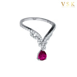 Celestial Vortex-18K White Gold-V Shaped-Diamond & Ruby Ring