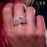 ﻿Enchanted Crimson-18K White Gold-Diamond & Ruby Ring