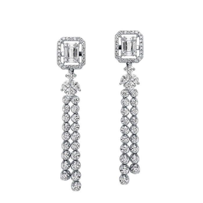 Stellar Cascade-18K White Gold-Hanging-Diamonds Earring-Womens Jewelry