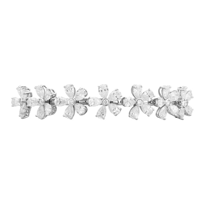 Blossom Symphony-18K White Gold-Nature Inspire-Flexible Diamond Bracelet