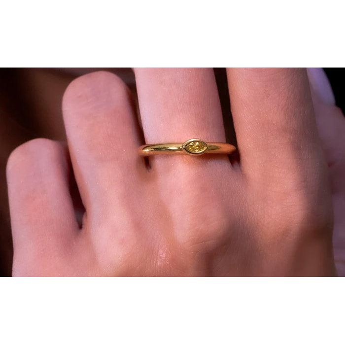 ﻿Serene Solitaire-18K Yellow Gold-Diamond Ring-Womens Jewelry