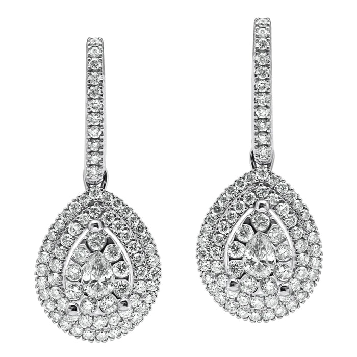 ﻿Peachy Elegance-18K White Gold-Diamond Earring-Womens Jewelry