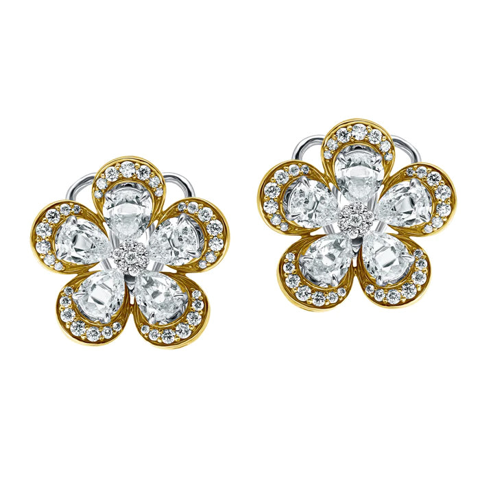 Harmony Blooms-18K White & Yellow Gold-Diamond Earring-Womens Jewelry