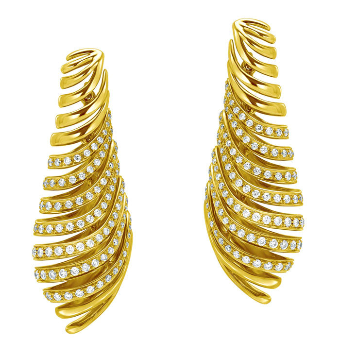 Oceanic Splendor | 18K Yellow Gold | Diamond Earring | Womens Jewelry