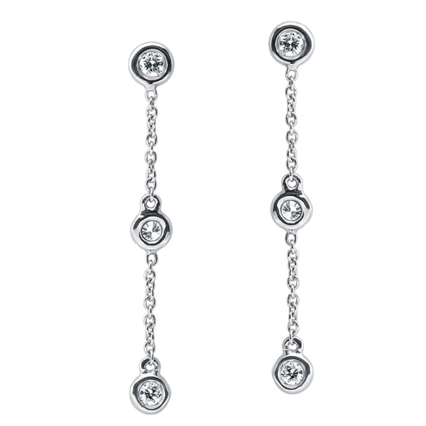﻿Luminous Links-18K White Gold-Diamond Earring-Womens Jewelry