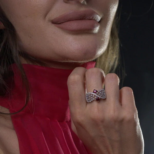 Crimson Majesty-18K White Gold-Diamond & Ruby Ring