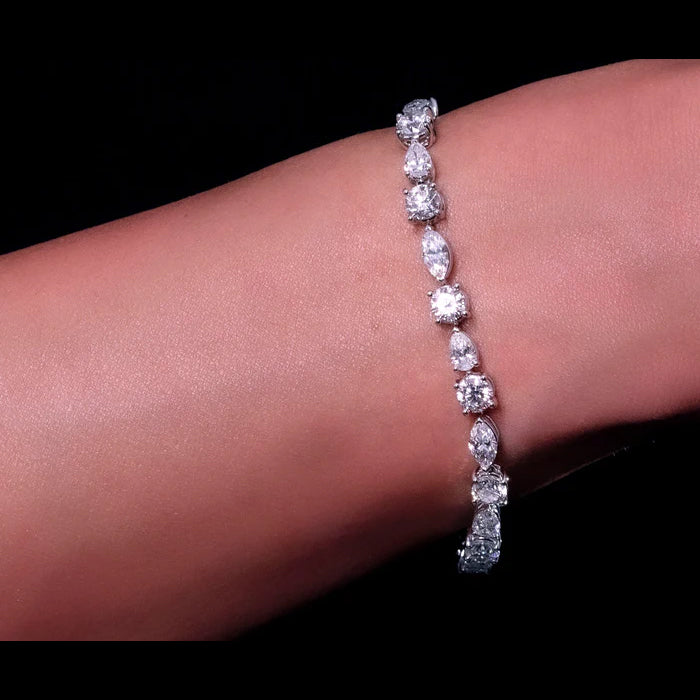 Stellar Fusion-18K White Gold-Pear& Marquise Cut Diamond Bracelet-Womens Jewelry 