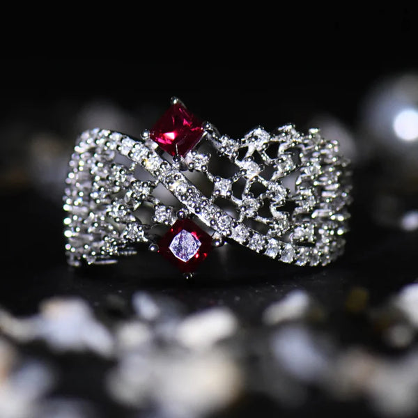 Crimson Majesty-18K White Gold-Diamond & Ruby Ring