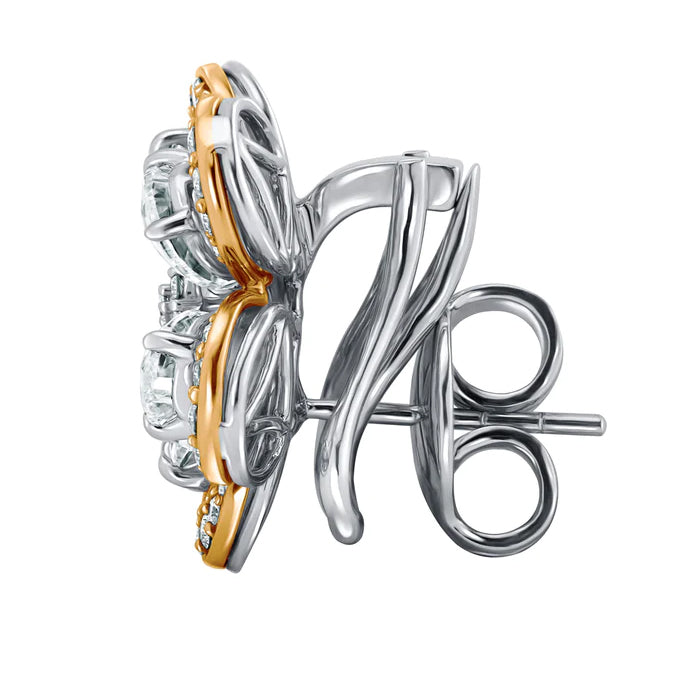 Harmony Blooms-18K White & Yellow Gold-Diamond Earring-Womens Jewelry